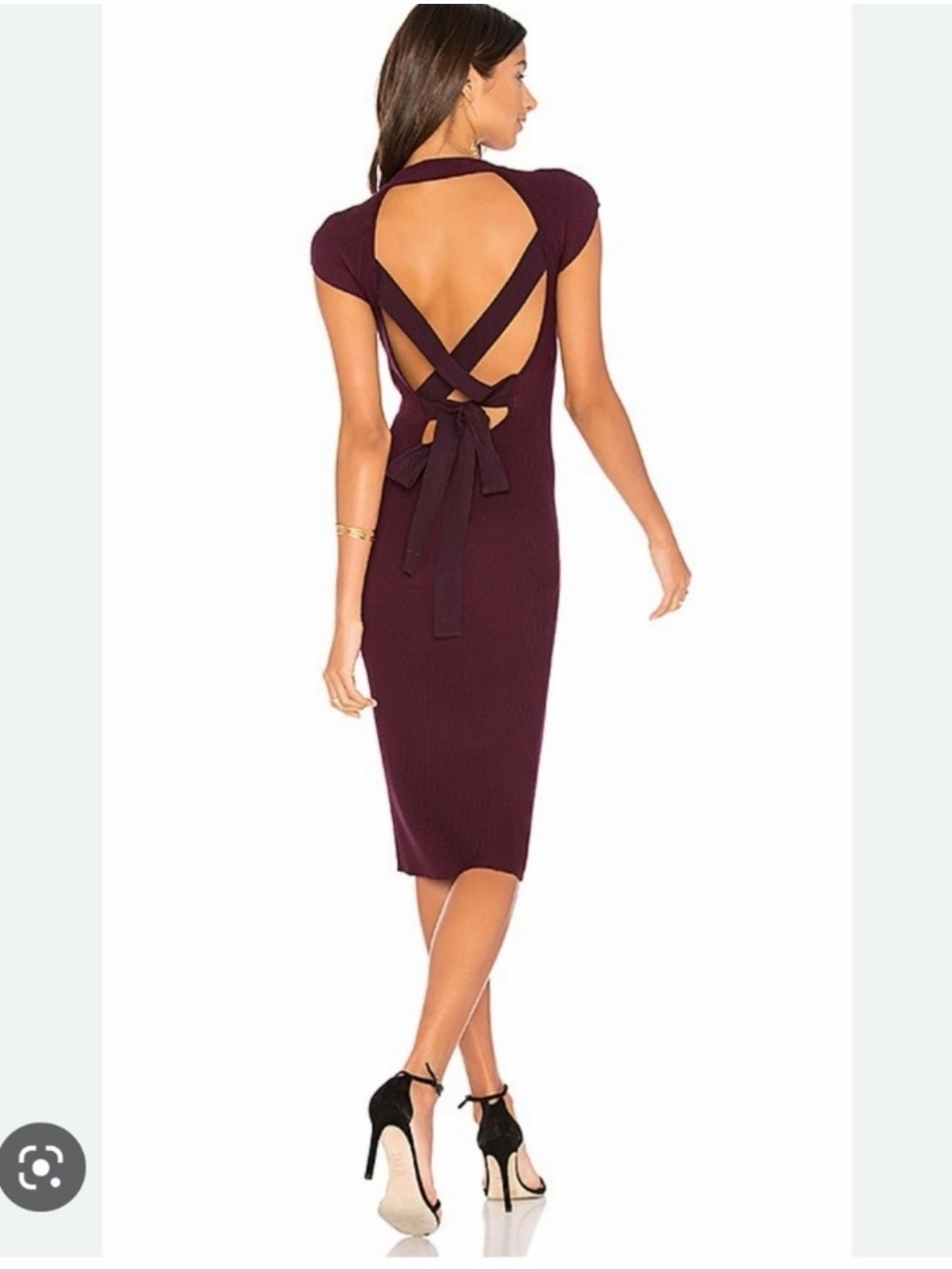 Bailey 44 Revele Cocktail Dress Small Burgundy Holiday Party Ribbed Open Back